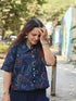 Blue Shirt with Drape Flared Pants